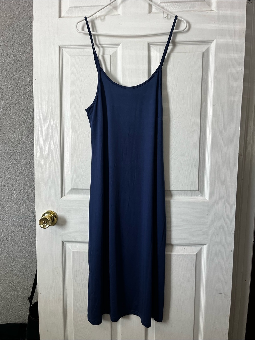 Classic Navy Slip Midi Dress